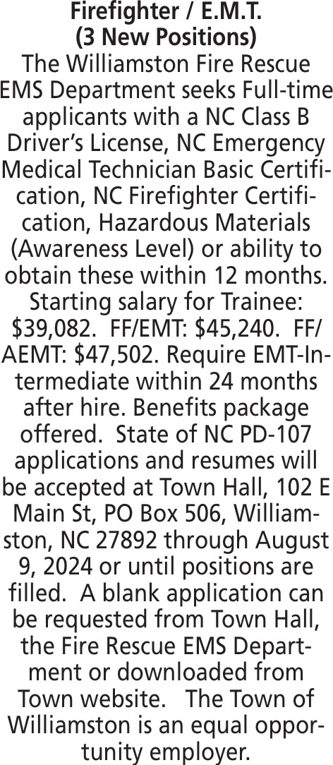 Fire Prevention Officer Williamston Fire Rescue EMS Department fire-prevention-officer-williamston-fire-rescue-ems-department