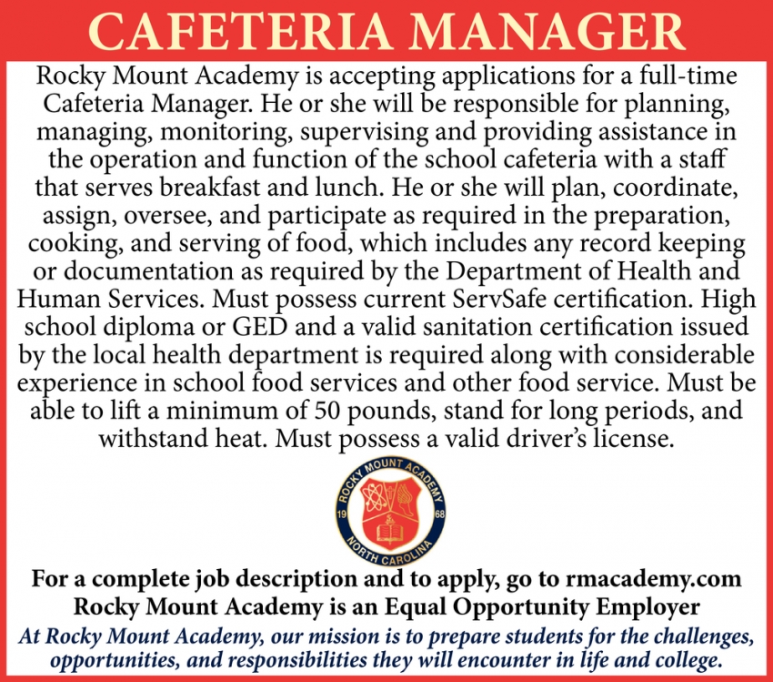 Manager, Rocky Mount Housing Authority, Rocky Mount, NC
