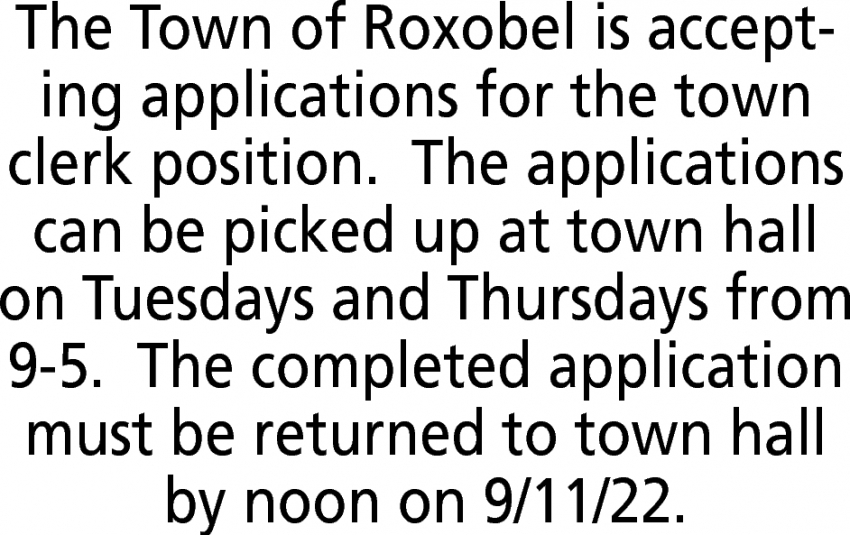 Town Clerk, Town Of Roxobel